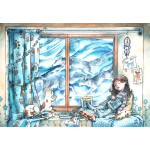 Original Painting - Wolves Behind the Window