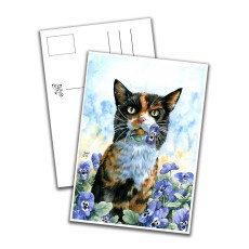 Card - Cat with Pansies