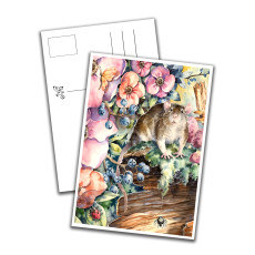 Card - Rat with Flowers
