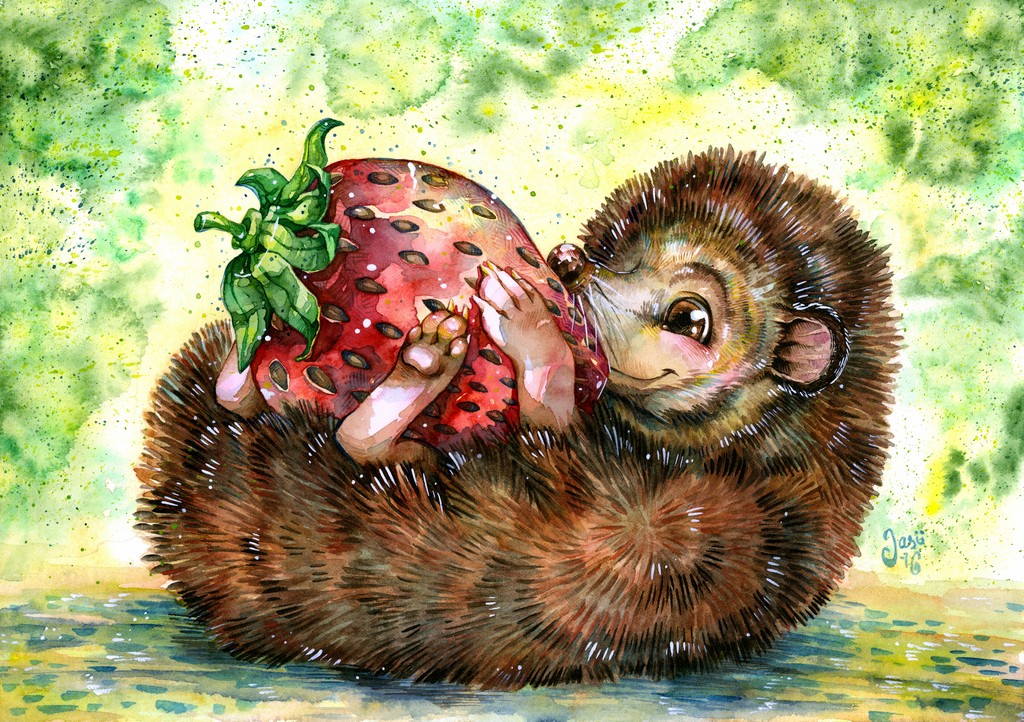 Hedgehog and a Giant Strawberry