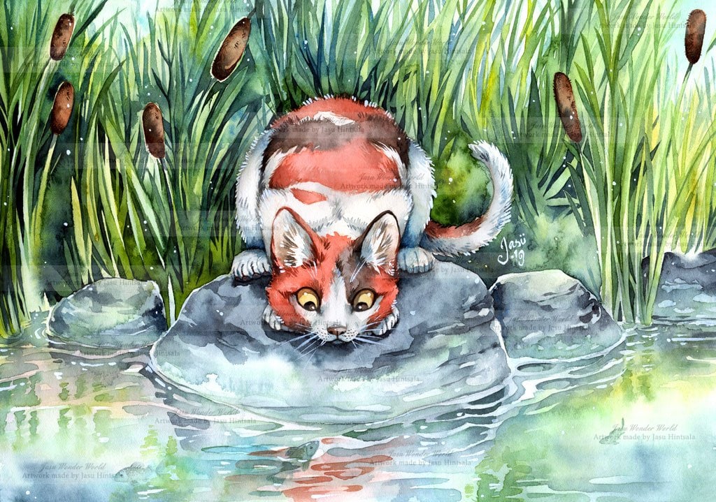 Cat at a Pond