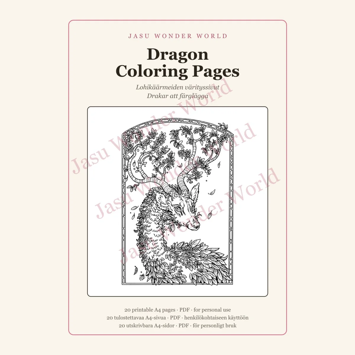 Dragon Coloring Pages - Printable PDF (20 pages)