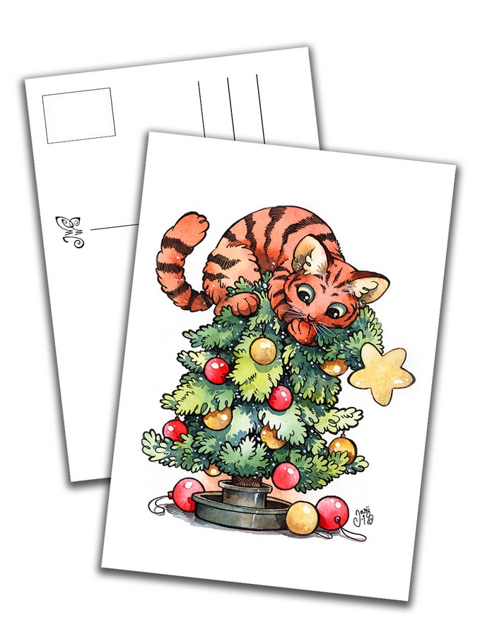 Cat on Christmas Tree