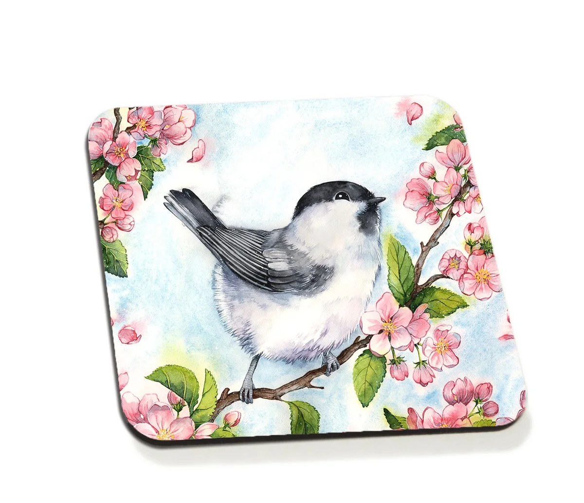 Mes på blommande gren