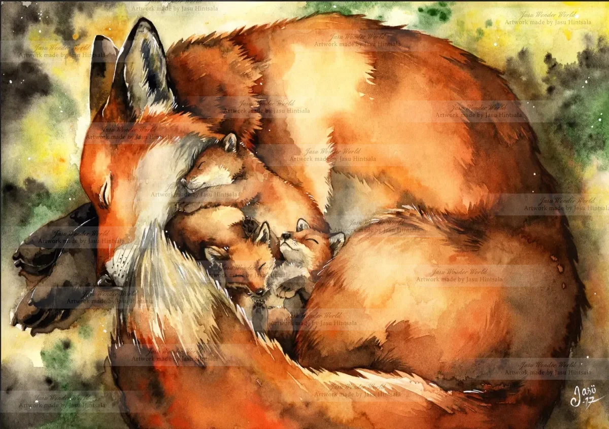 Mother Fox with Pups