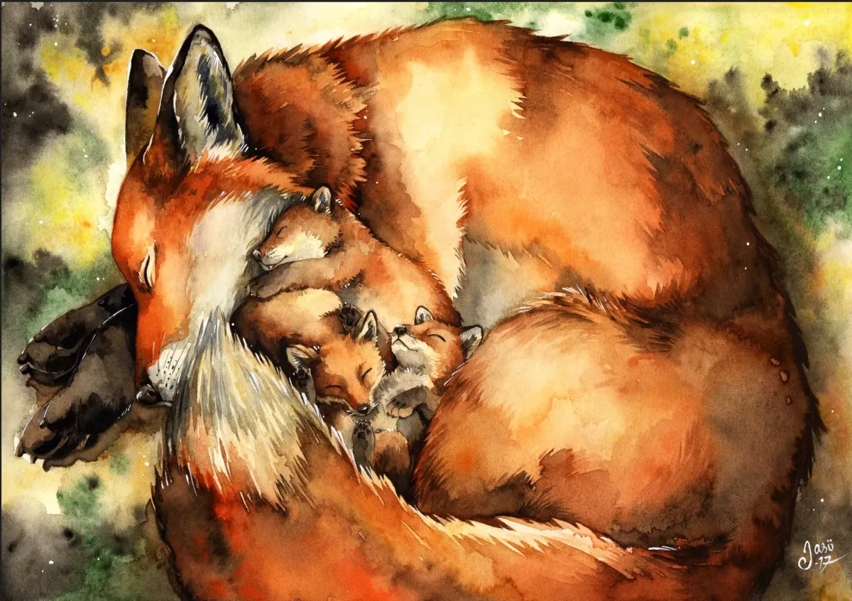 Mother Fox with Pups