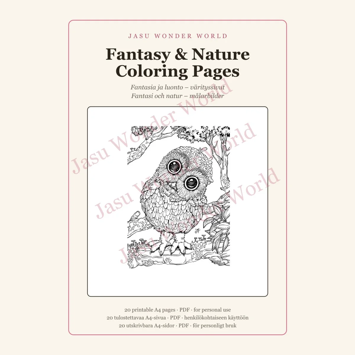 Fantasy & Nature Coloring Pages - Printable PDF (20 pages)