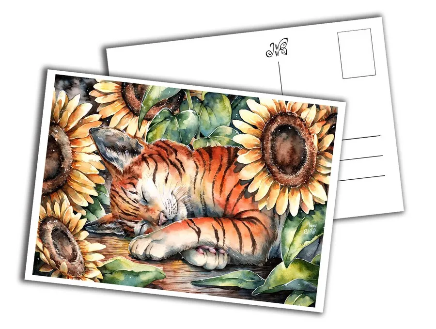 Cat with Sunflowers