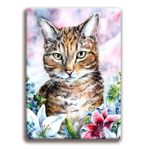 Cat with Lilies