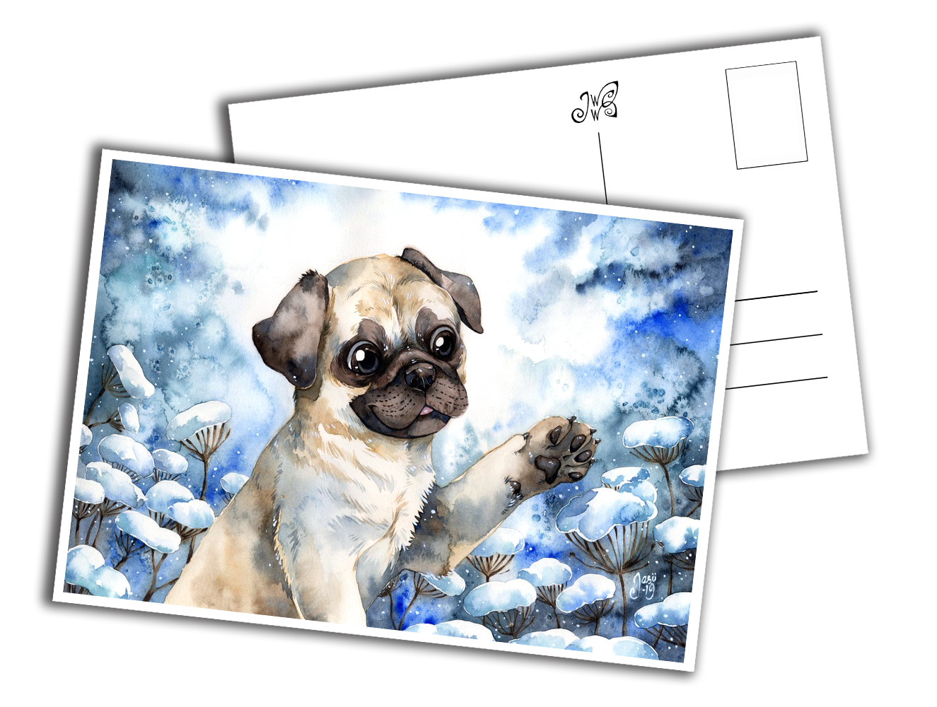 Pug in Winter